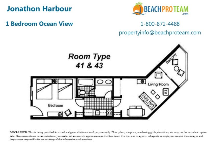Jonathon Harbour Floor Plan 1 - 1 Bedroom Limited Ocean View